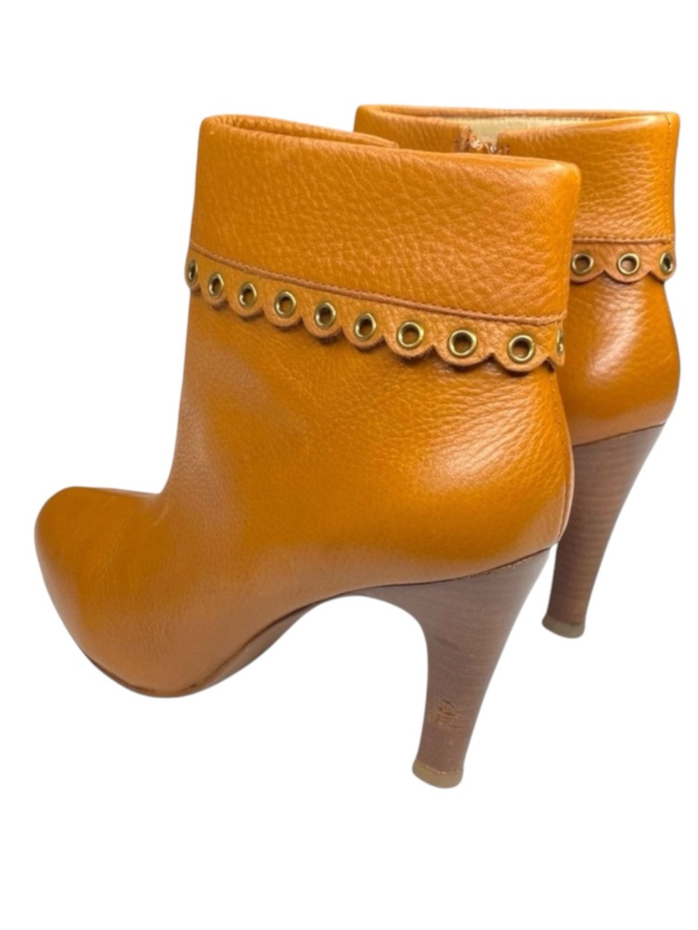 new Michael Kors ❁ Roadie Heeled Leather Ankle Boots Booties ❁ Luggage Tan ❁ 6M - Picture 7 of 16